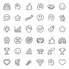 Fototapeta premium Collection of Icons Related to Positive Emotions and Well-being
