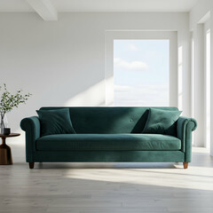 Sunlit Teal Sofa in Modern Living Room