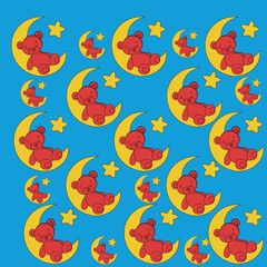 anime seamless of cartoon teddy beards made in cirebon, west java indonesia.