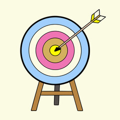 A hand drawn archery target sketch drawing vector icon illustration on white background.