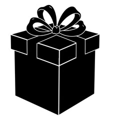 Flat Black Vector Silhouette of an Islamic Gift Box, Representing Islamic Tradition and Gift-Giving Culture, Simple Design on White Background