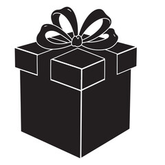 Flat Black Vector Silhouette of an Islamic Gift Box, Representing Islamic Tradition and Gift-Giving Culture, Simple Design on White Background