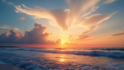 Obraz premium Sunset on Beach - Beach Sunset at Dawn