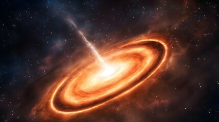 Energetic black hole with accretion disk and powerful relativistic jet shooting out