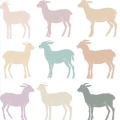 Pastel Colored Goats Seamless Pattern Design Illustration art kid farm cute pink blue grey lamb