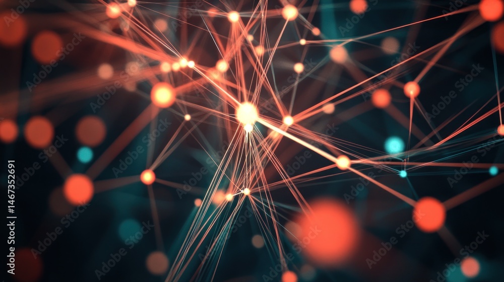 Poster abstract network connection with glowing nodes and lines. (2)