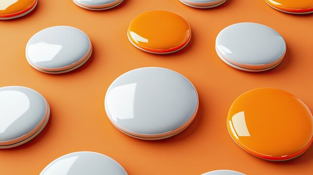 A realistic isolated transparent pin button mockup with a translucent background for product demonstration