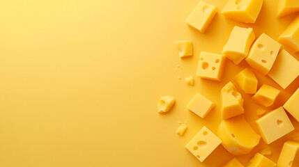 Stack of Swiss Cheese on Orange Background – National Cheese Day Celebration