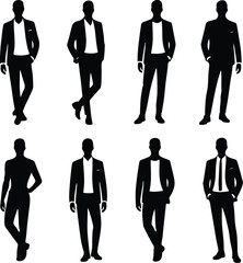 Male Body Posing Silhouette Set | Human Figure Art Poses Man Body Pose Vector Silhouettes | Fitness & Model Reference
