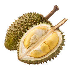 Naklejka premium A whole single durian isolated on a transparent background