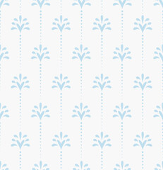 delicate seamless pattern with wertical damask motifs. Light blue textured background for textile, prints, wallpapers