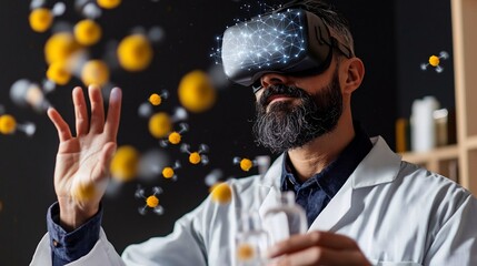 Ai Powered Chemistry Experiment With 3d Particles Reacting to Virtual Instructions In Immersive High Tech Research Space