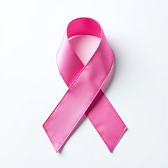 Pink awareness ribbon icon, medical campaign symbol, isolated on white, breast cancer support artwork