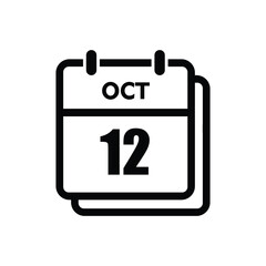 calender icon, 12 october icon with white background