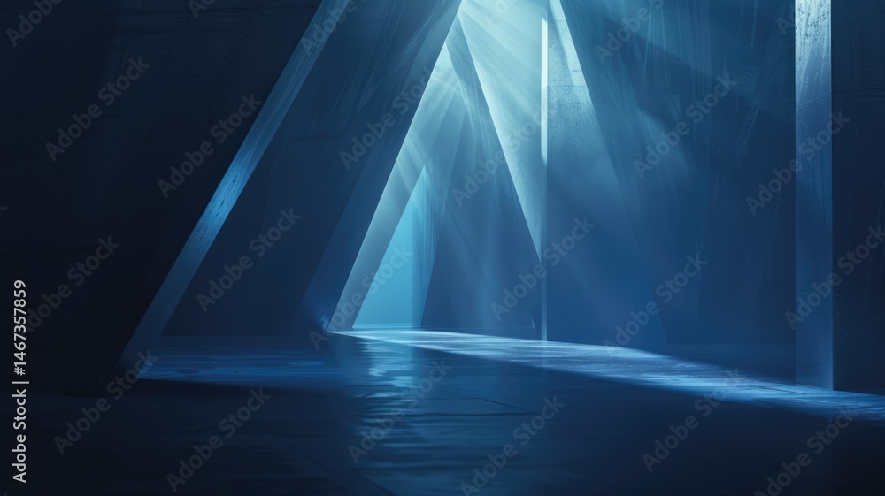Poster glowing blue planet with orbiting rings on a dark starry background. abstract artwork of 3d renderin
