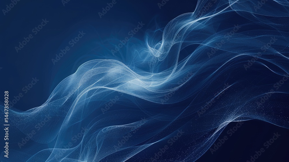 Poster abstract picture micro light sparkling particle represent data flow vivid flowing wave with high tec