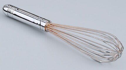 Chrome Whisk Elegant Kitchen Tool on Grey.