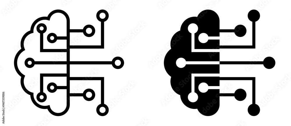 Aufkleber digital artificial intelligence brain