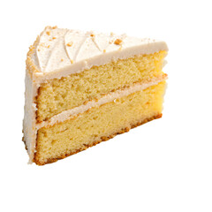A whole single sponge cake slice isolated on a transparent background