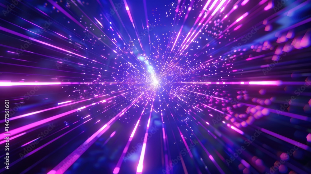 Aufkleber abstract light streaks and sparkles on a purple background. abstract image of glowing purple and blu