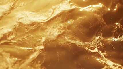 Obraz premium Captivating golden waves with dynamic curves create a luminous and luxurious atmosphere, showcasing the elegance of abstract metallic art in a 4K visual delight