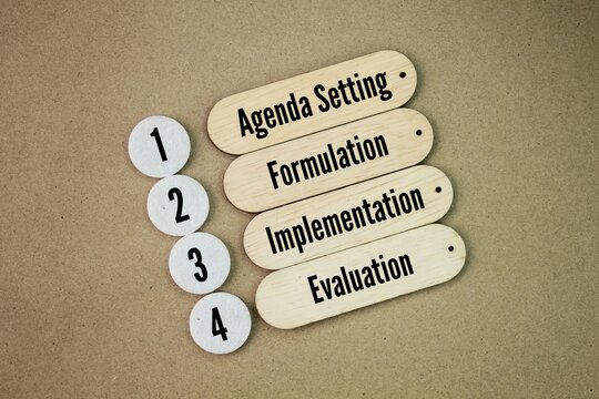 The public policy process, in simplified form, can be understood as a sequence of four phases is agenda setting, formulation, implementation, and evaluation.