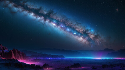 Naklejka premium space scene with stars and clouds