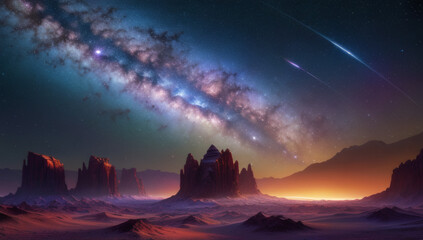 Fototapeta premium space scene with stars and clouds