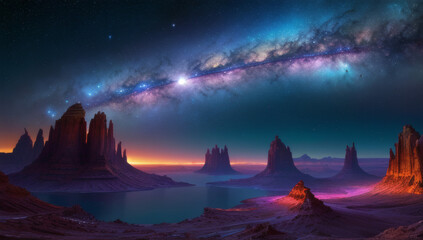 space scene with stars and clouds