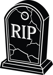 Single Tombstone Illustration Black and White Vector Art Featuring Classic Grave Marker Design Perfect for Halloween Decorations Spooky Crafts Digital Art and Creative Graphic Projects
