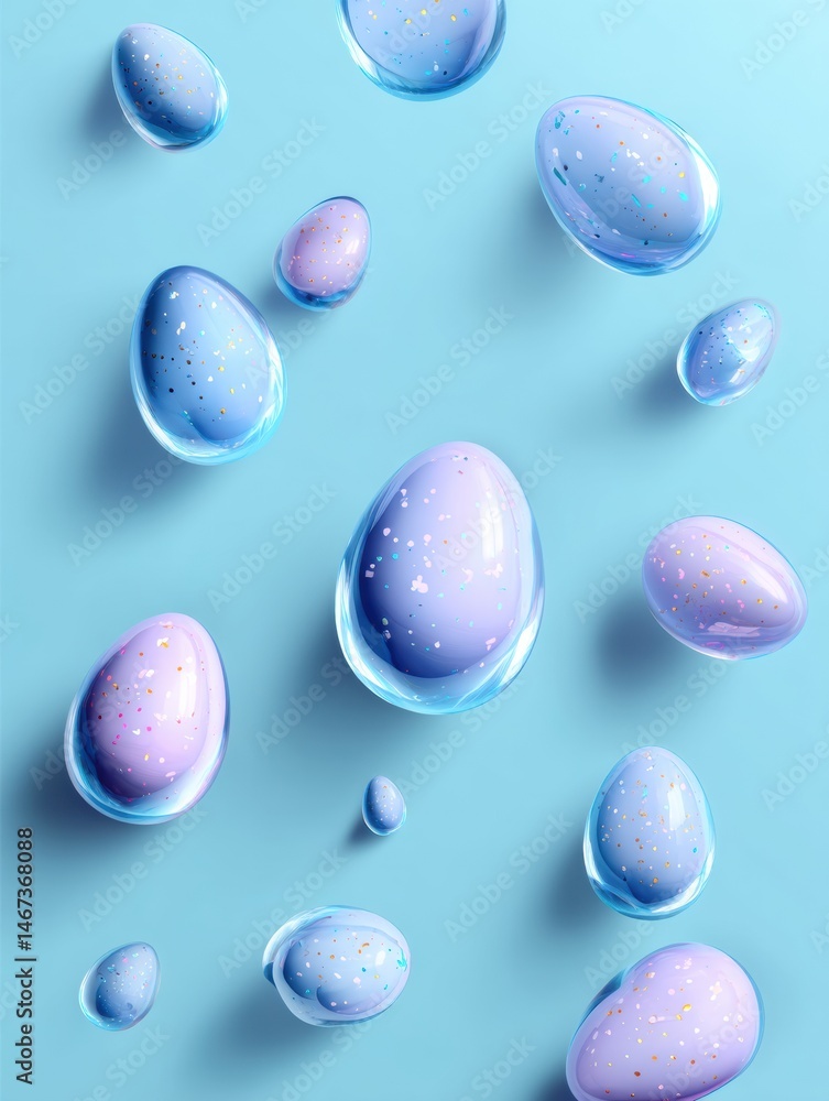 Aufkleber floating illustrated eggs in light gradient background create a playful and whimsical atmosphere sui