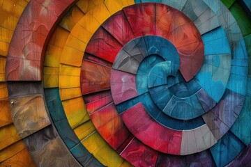 Fototapeta premium The abstract picture of the colourful geometry polygon circle shape like in the background, geometry is mathematics that study shapes, sizes, properties, and dimensions of objects and spaces. AIG51.