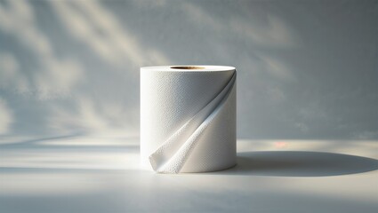 Photorealistic image of a white paper towel roll