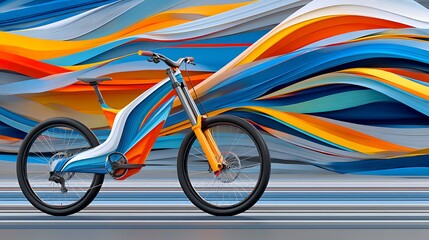 Fototapeta premium Modern Electric Bicycle Design Abstract Colorful Background Sport Bike