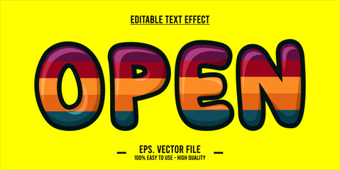typography OPEN word art illustration, editable text effect, EPS file.