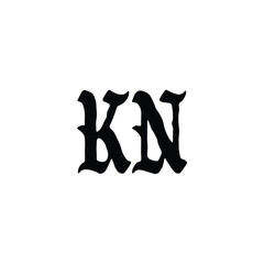 Obraz premium KN monogram logo design letter text name symbol monochrome logotype alphabet character simple logo