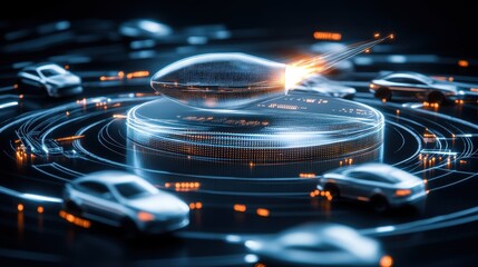 Autonomous future automotive convergence concept showcasing networked vehicles and advanced connectivity with intelligent mobility system