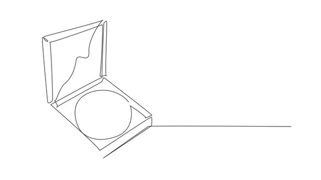 Animation of continuous line drawing pizza in a box with the lid open. Various toppings. Offering pleasure of traditional food. National Pizza Day. One line self drawing animated. Full length motion