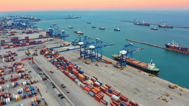 A container terminal that serves as a hub for ocean and land transport of sea containers