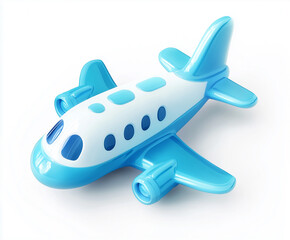 Cute 3D airplane toy on white background