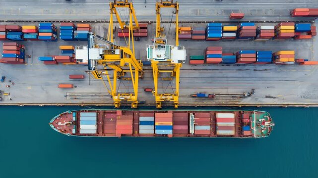 A container terminal that serves as a hub for ocean and land transport of sea containers