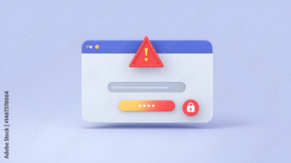Poster illustrative digital warning concept of a phishing scam attempt depicting a warning sign on a web pa