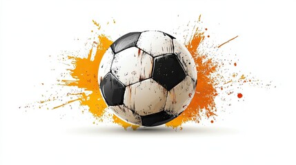 An isolated white vector illustration of a football or soccer ball for use in sports apps and websites.