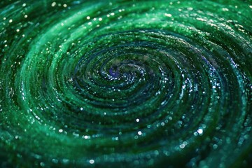 Colorful Green Spiral Abstract Design with Glimmering Effect