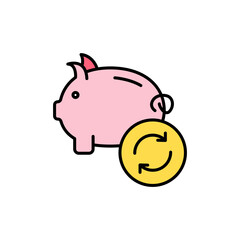 Automated Savings Icon with Piggy Bank and Arrow.