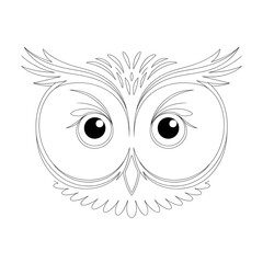 owl face logo symbol on white background coloring page line art 