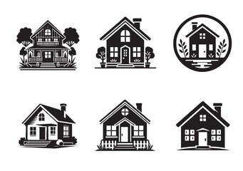 Fototapeta premium Home Silhouette Vector Set