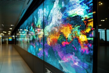 Colorful Digital Display in Modern Urban Space with Abstract Design
