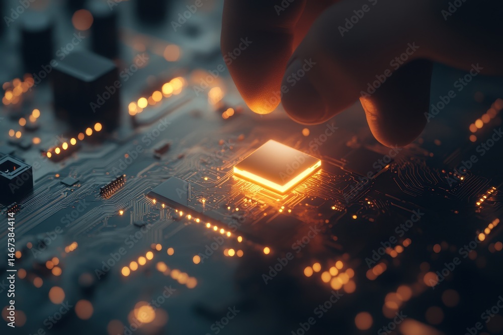 Poster illuminated circuit board with hand adjusting electronic component
