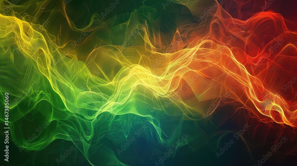 Poster abstract picture vivid color neon light line, digital technology style design connecting become dyna